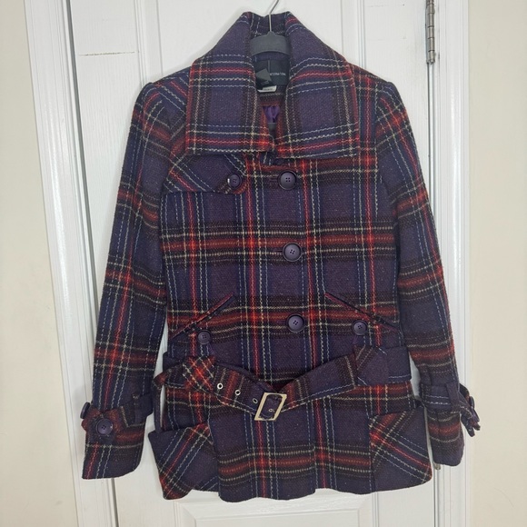 Moda International Jackets & Blazers - MODA International Plaid Drop Waist Belted Coat